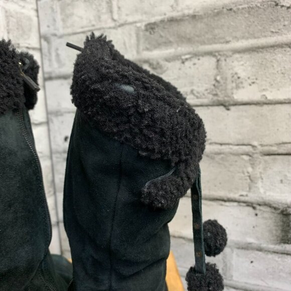 Ugg Black Suede Sherpa Lined Mid Calf Boots - Picture 12 of 12